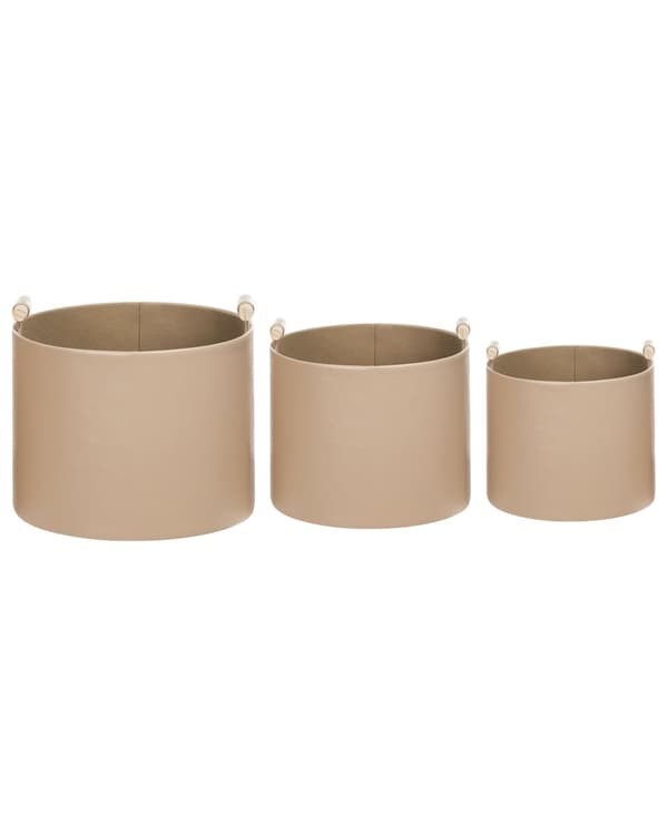 Sett med 3 kurver Beige Kunstskinn Håndlaget Håndtak Ulike størrelser Moderne design Småoppbevaring