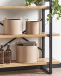 Miniatyrbilde 2 av 9: Sett med 3 kurver Beige Kunstskinn Håndlaget Håndtak Ulike størrelser Moderne design Småoppbevaring