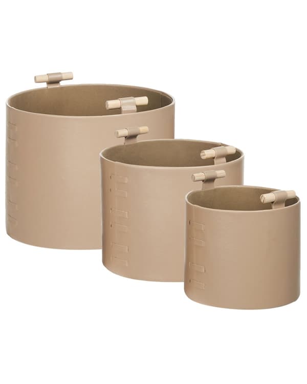 Sett med 3 kurver Beige Kunstskinn Håndlaget Håndtak Ulike størrelser Moderne design Småoppbevaring