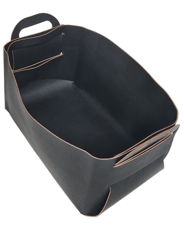 Sett med 2 kurver Svart Kunstskinn Håndlaget Håndtak Retro design Småoppbevaring