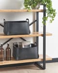 Miniatyrbilde 2 av 8: Sett med 2 kurver Svart Kunstskinn Håndlaget Håndtak Retro design Småoppbevaring