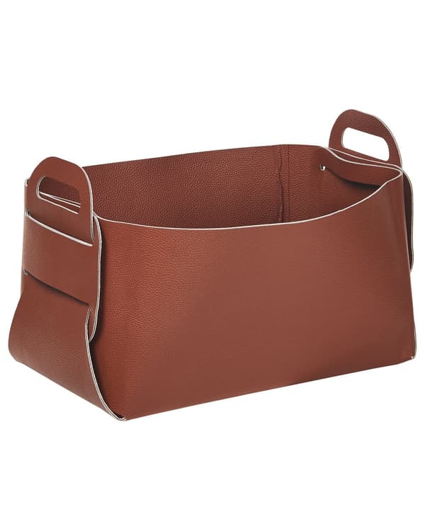 Sett med 2 kurver Brun Kunstskinn Håndlaget Håndtak Retro design Småoppbevaring