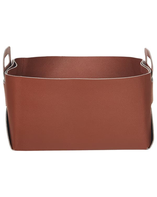 Sett med 2 kurver Brun Kunstskinn Håndlaget Håndtak Retro design Småoppbevaring