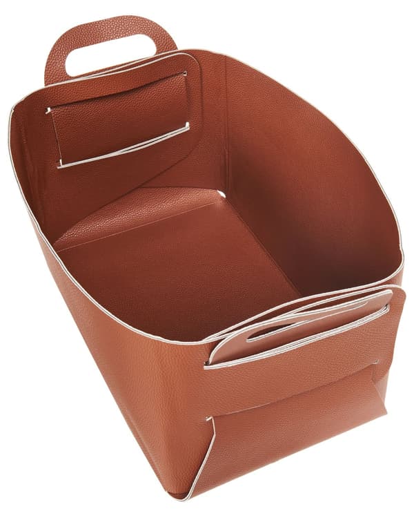 Sett med 2 kurver Brun Kunstskinn Håndlaget Håndtak Retro design Småoppbevaring