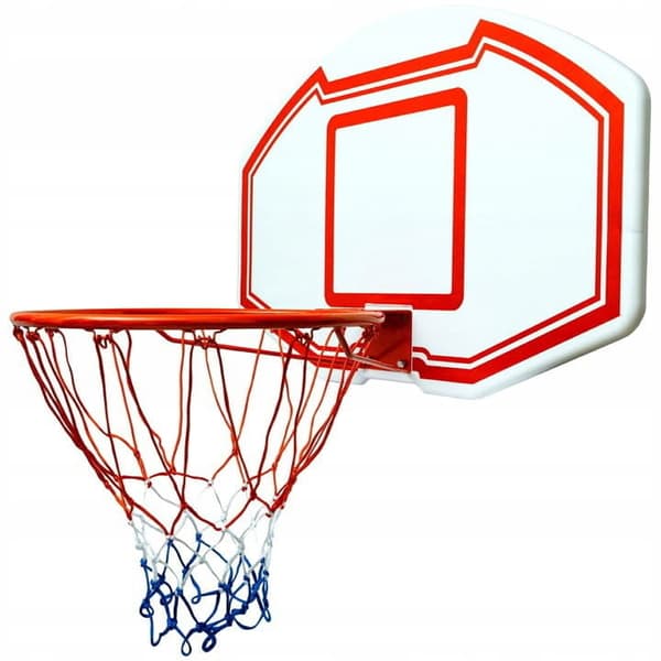 Stilfuldt Rød/Hvid/Blå Basketballsæt - Indendørs/udendørs, Holdbart Bræt & Kurv