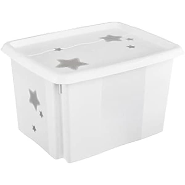 Förvaringslåda - KEEEPER - Karolina - 30 L - Nordic White - Stapelbar och Svängbar
