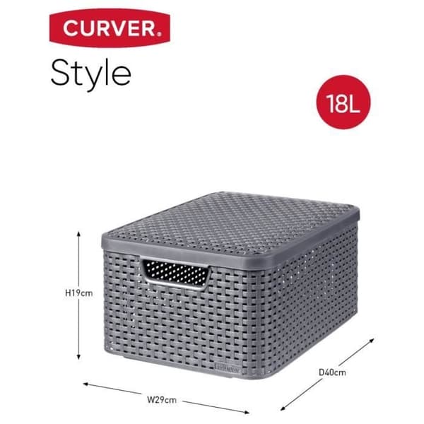 Curver Style förvaringslådor med lock 3 st S + M + L Antracit