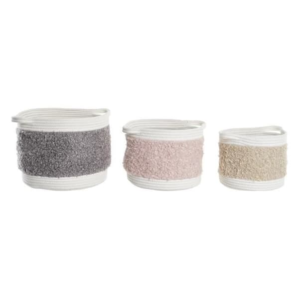 set med bomullskorgar för barn (34 x 34 x 27 cm) (3 stycken) - Färg: BEIGE