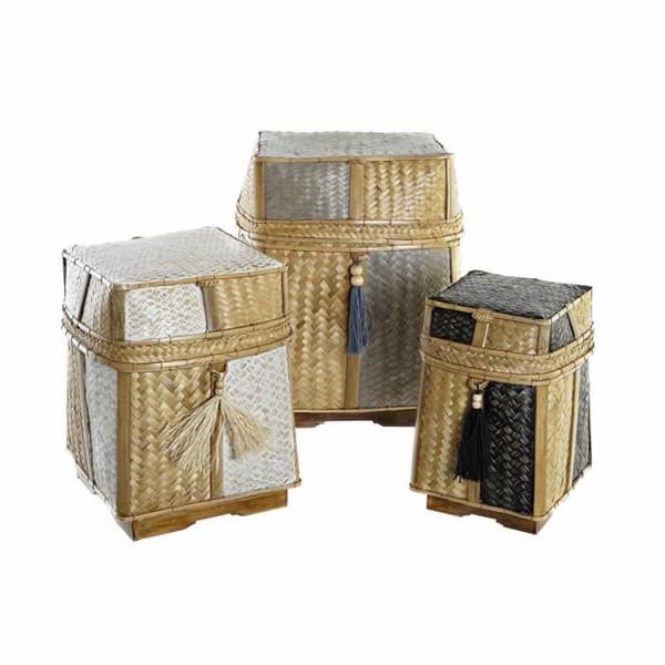 set med naturliga korgar 33 x 33 x 40 cm bambu 32 x 32 x 40 cm boho