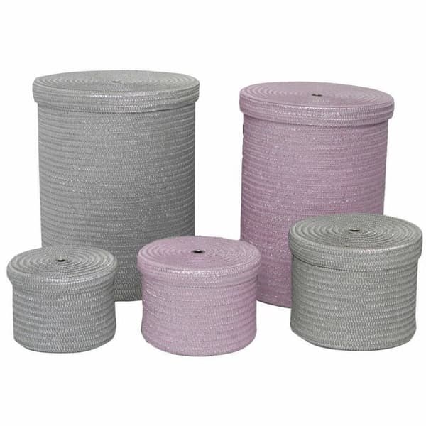 set med polypropenkorgar (42 x 42 x 50 cm) (5 st) - Färg: GRÅ