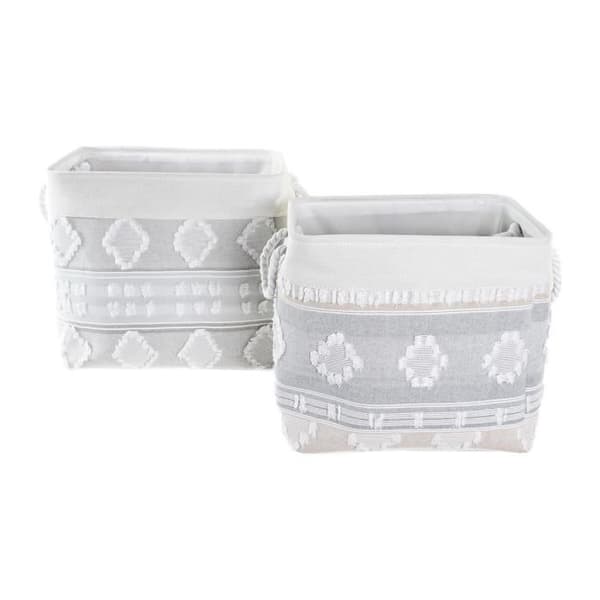 set med grå bomullskorgar (45 x 35 x 40 cm) (2 stycken) - Färg: BEIGE