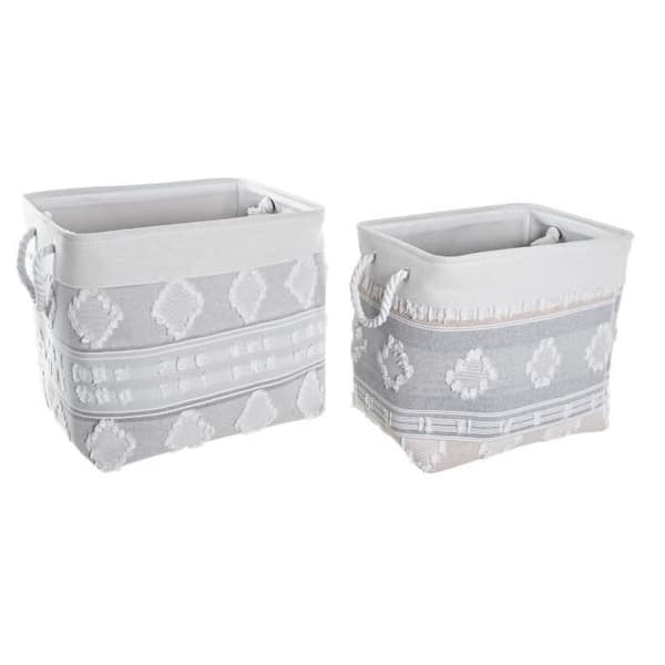 set med grå bomullskorgar (45 x 35 x 40 cm) (2 stycken) - Färg: BEIGE