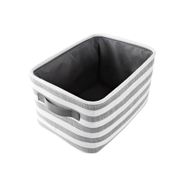 set med grårandiga bomullskorgar (42 x 32 x 25 cm) (3 stycken)