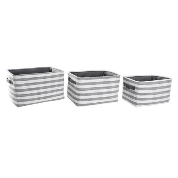 set med grårandiga bomullskorgar (42 x 32 x 25 cm) (3 stycken)