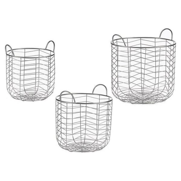 set med runda silvermetallkorgar (3 st)