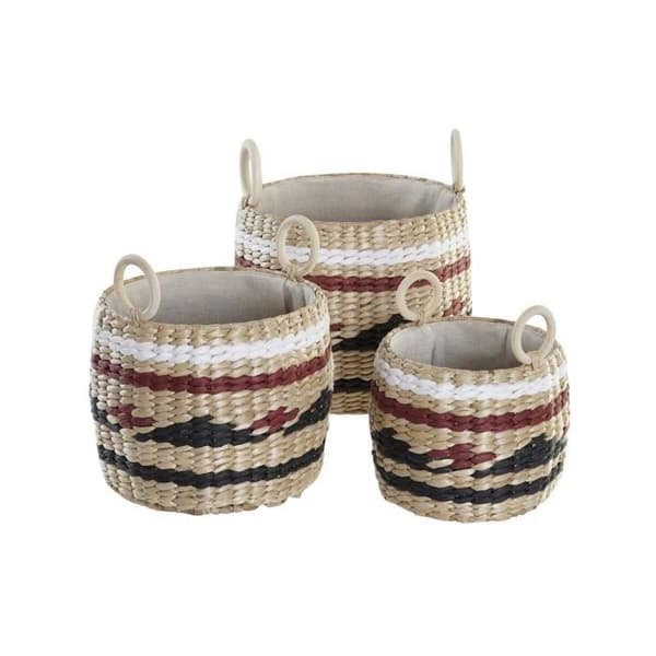 set med naturfiberkorgar (30 x 30 x 25 cm) - Färg: BEIGE