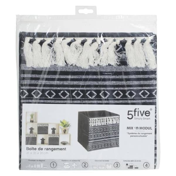 Förvaringslåda för tygmöbler 31x31 cm - FEM - Etnisk - Svart - PP/KARTONG - Plast/Harts