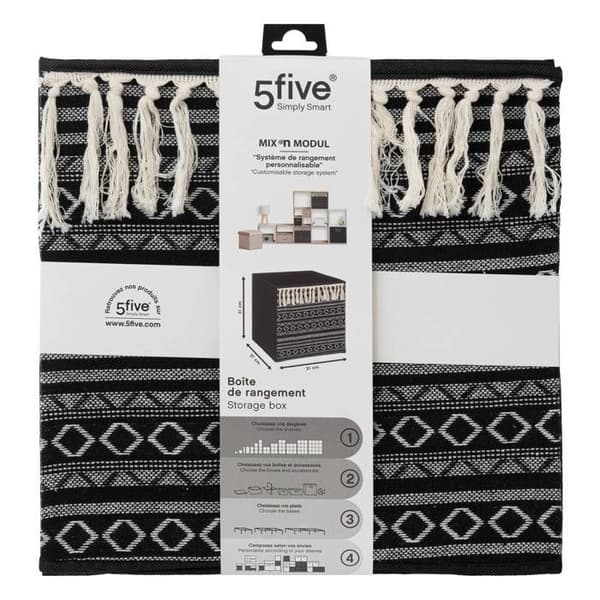 Förvaringslåda för tygmöbler 31x31 cm - FEM - Etnisk - Svart - PP/KARTONG - Plast/Harts