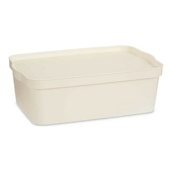 Oppbevaringsboks med Lokk Kipit TP595-4 Krem Plast 14 L 29,5 x 14,3 x 45 cm