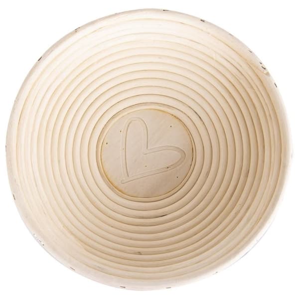Rattan kurv til hævning, hævning, brøddej, 1,2 kg, 21 cm, hjerte