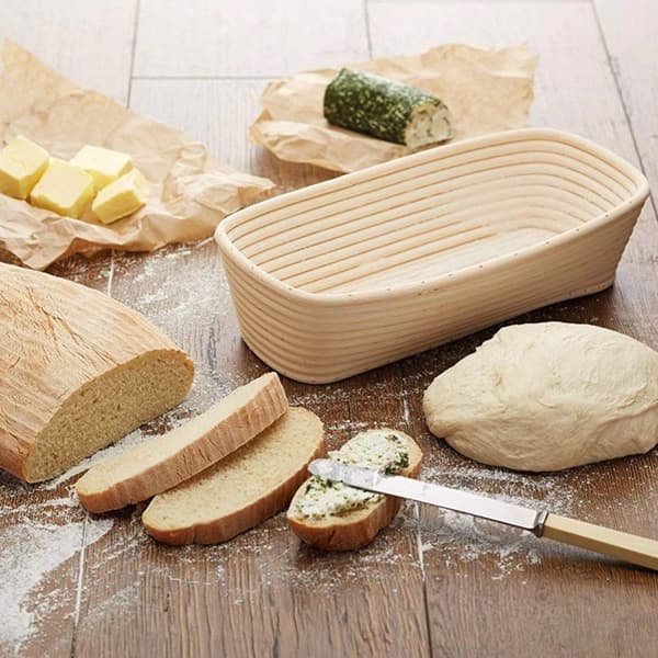 Rottinkinen kori leivän nostamiseen nostattava leipätaikina 1,5kg 32x15x9 cm