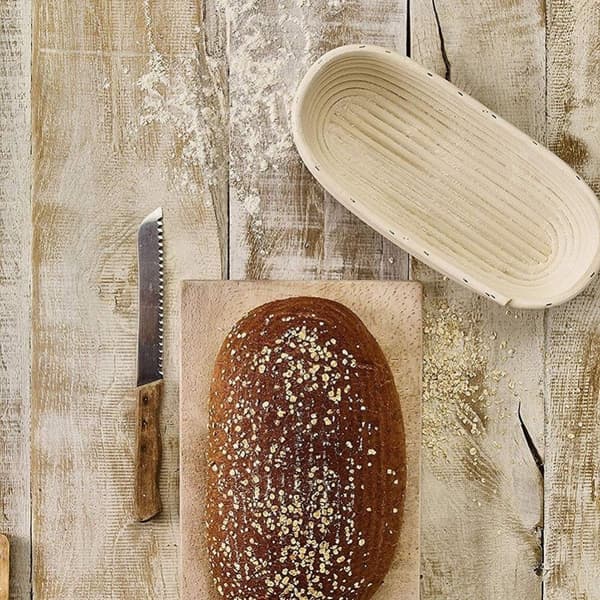 Rottinkinen kori leivän nostamiseen nostattava leipätaikina 1,5kg 32x15x9 cm