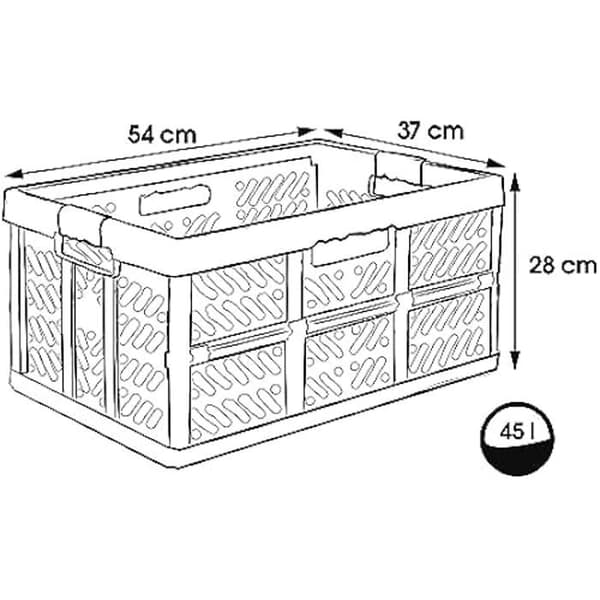 Fällbara Kassar - KEEEPER - Ben - 4x 45L - Mjuka Handtag - Robust Plast - Grå/Grafit