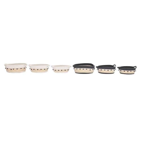 set med korgar 36 x 26 x 15 cm 45 x 25 x 16 cm gråvit naturfiberboho (2 enheter) - Färg:GRÅ
