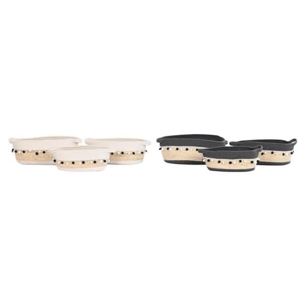 set med korgar 36 x 26 x 15 cm 45 x 25 x 16 cm gråvit naturfiberboho (2 enheter) - Färg:GRÅ