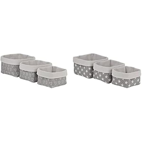 Korgset - DKD Home Decor - Estándar - Vitt och grått - Bomull - 48 x 66 x 25 cm