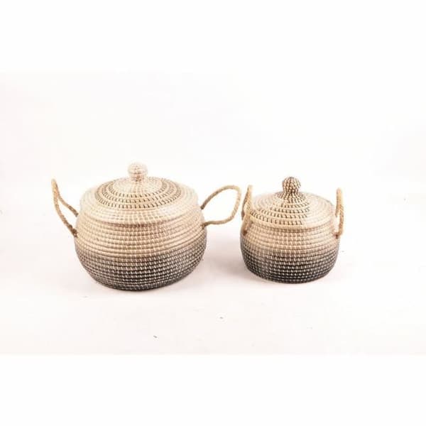 set med naturligt grå sjögräskorgar (41 x 41 x 36 cm) (2 st)
