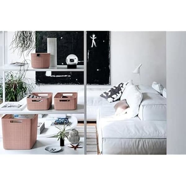 Förvaringslåda - CURVER - Jute Box - Rosa - 2L - Diameter 17,1 cm - Höjd 12,6 cm