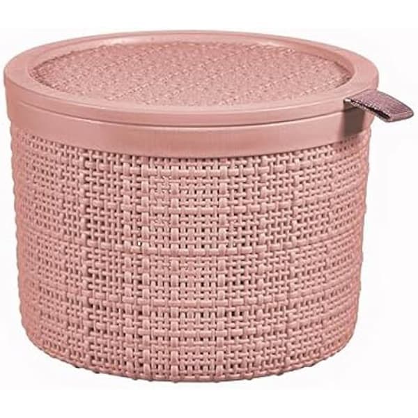 Förvaringslåda - CURVER - Jute Box - Rosa - 2L - Diameter 17,1 cm - Höjd 12,6 cm