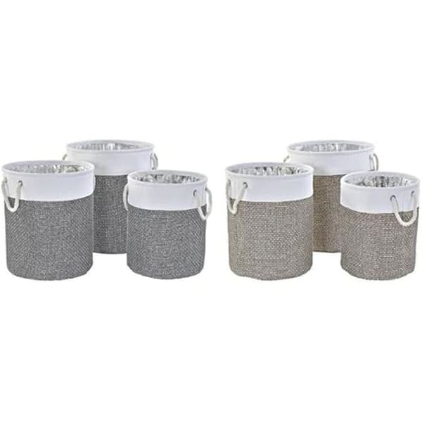 Korgset - DKD Home Decor - Standard - Polyester - Vit - 40 x 40 x 49 cm