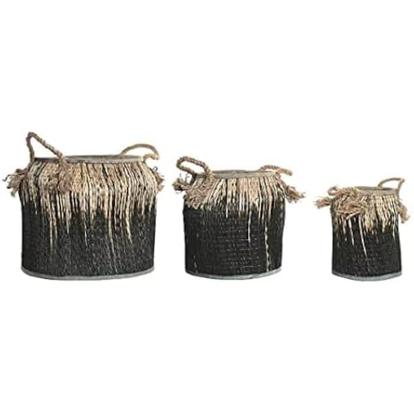 Korgset - DKD Home Decor - Standard - Svart - Rotting - 44x44x48 cm