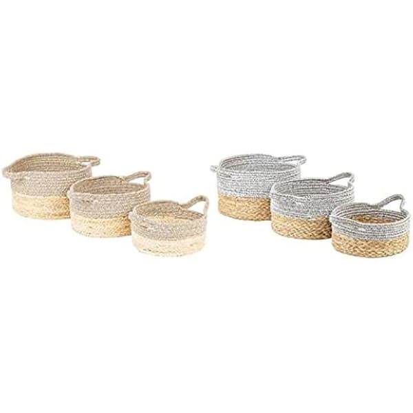Set med korgar - DKD HOME DECOR - Standard - Bomull - Beige och grå - 33 x 56 x 29 cm