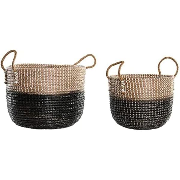 Korgset - DKD Home Decor - Standard - Grå - Havsgräs - 41 x 25 x 42 cm