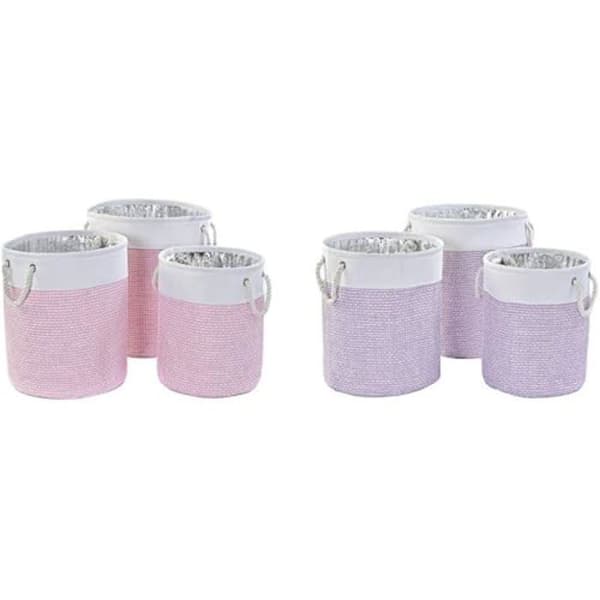 Korgset - DKD Home Decor - Standard - Polyester - Vit, Rosa, Lila - 40x40x49 cm