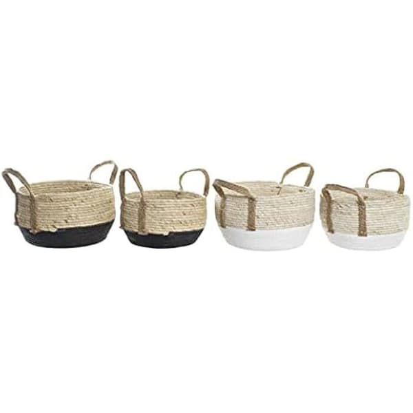Korgset - DKD Home Decor - Standard - Vit och Svart - Fiber - 33x33x20 cm