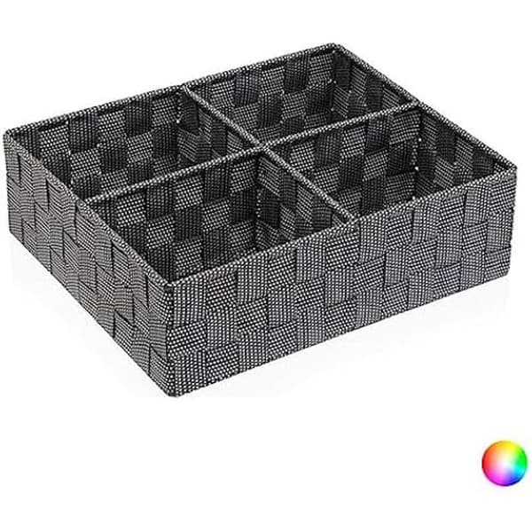 Förvaringslåda med textilfack - BIGBUY HOME - Grå - 27 x 10 x 32 cm
