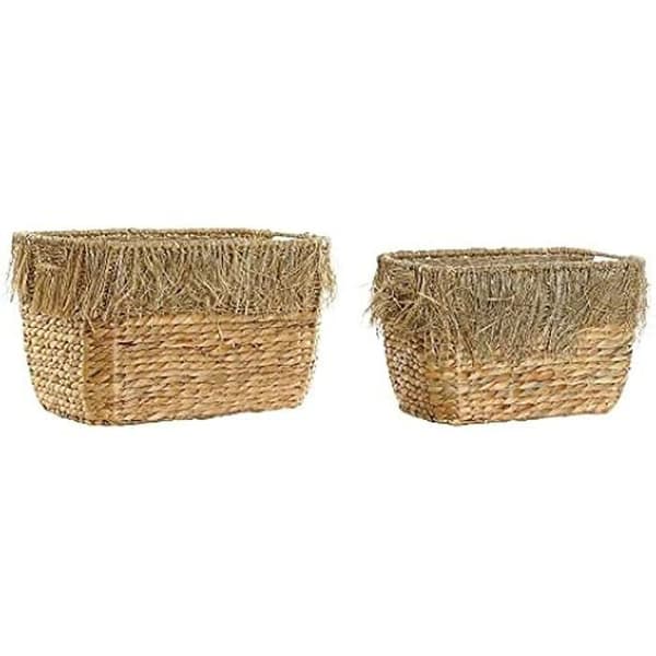 Fransade korgar - DKD HOME DECOR - Set om 2 - Brun - 35x25 cm och 40x30 cm - Naturfiber