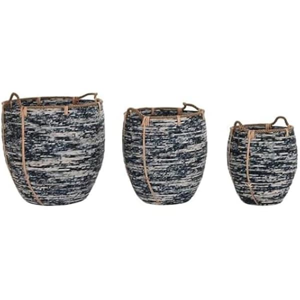 Korgset - DKD Home Decor - Standard - Vit och svart - Rotting - 55 x 57 x 57 cm