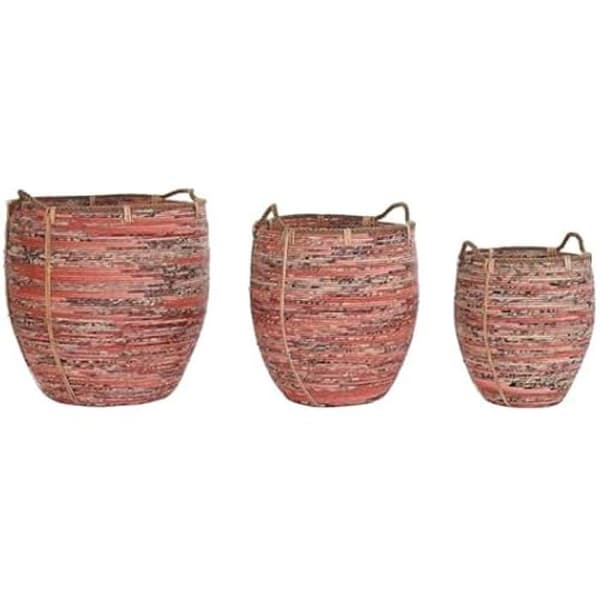 Förvaringskorgar - DKD Home Decor - Set med 2 - Flerfärgad - Halm och flätad - 57 x 55 x 57 cm