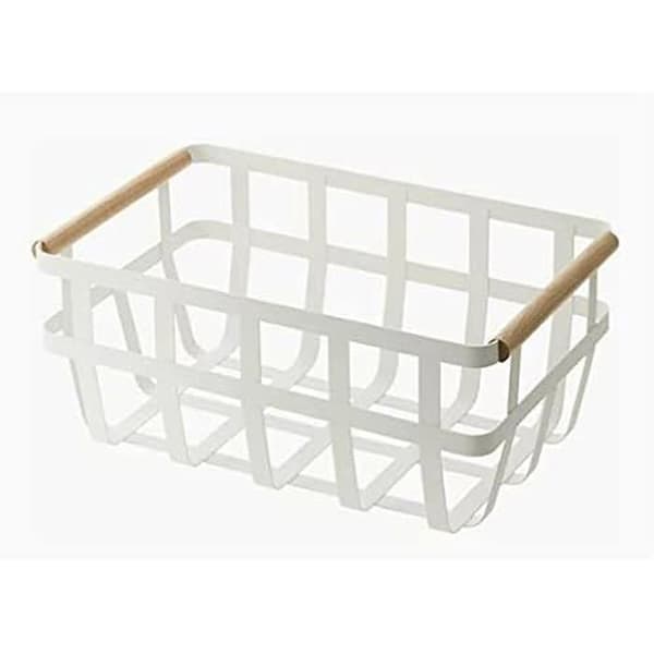 Multifunktionskorg - DKD Heminredning - Standard - Metall och furu - Vit färg - 36x22x15,5 cm