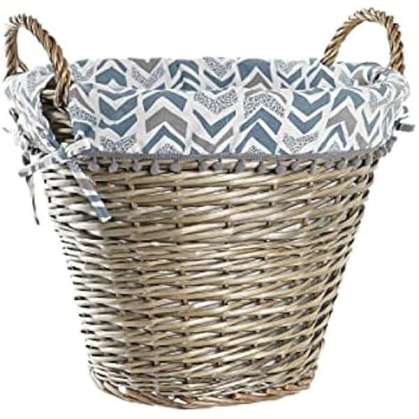 Korg - DKD Heminredning - Standard - Blå och Vit - Flätning och polyester - 44x44x42 cm