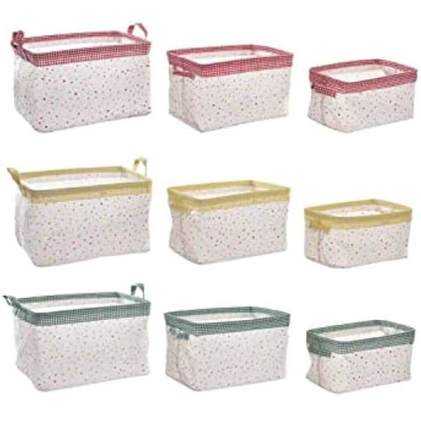 Set med korgar - DKD Home Decor - Standard - Polyester och Bomull - Gul och Röd - 52x55x52 cm
