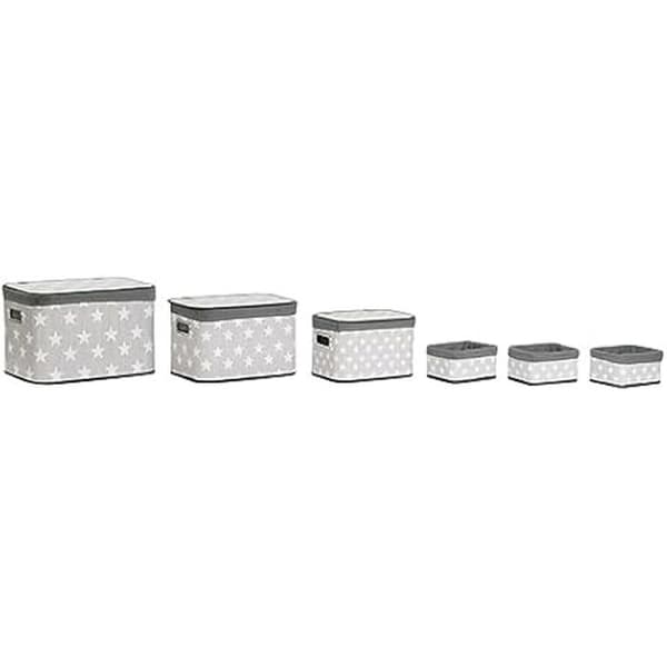 Korgset - DKD Heminredning - Standard - Vit och grå - Bambu och MDF - 51x35x33 cm