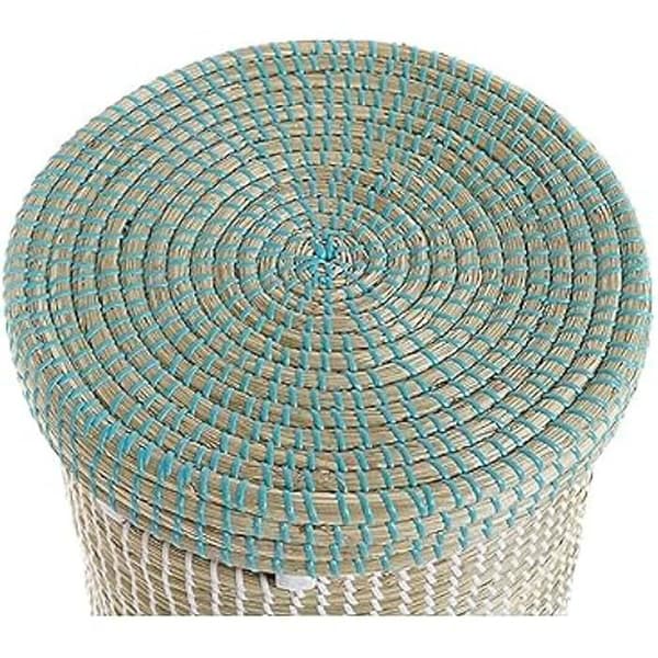 Korgset - DKD Home Decor - Blått och vitt - Havsgräs - 44 x 44 x 51 cm - Enkel montering