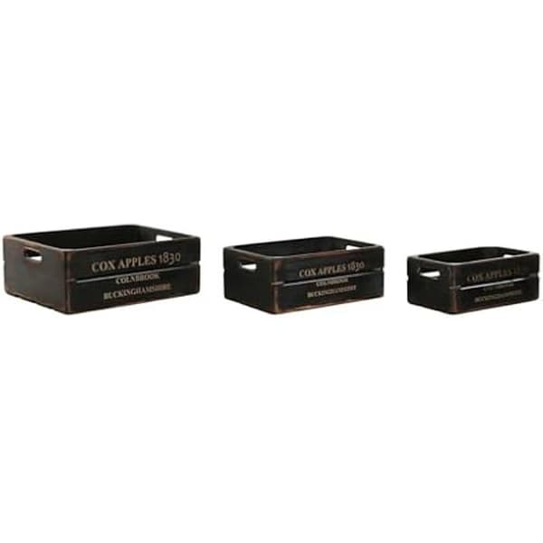 Förvaringslådor - HOME ESPRIT - Cox 1830 - Granved - Svart - 40 x 30 x 15 cm - 3 st.