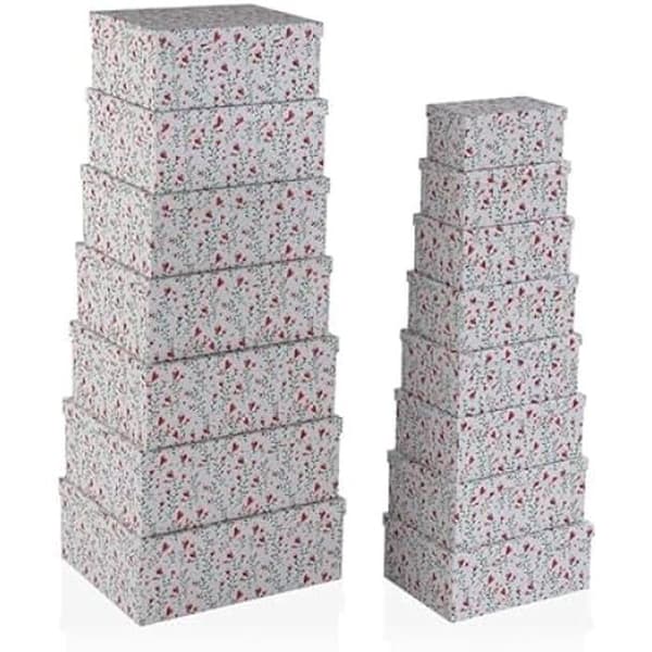 Förvaringslådor - VERSA - Set om 15 - Staplingsbar - Flerfärgad - 35 x 16,5 x 43 cm